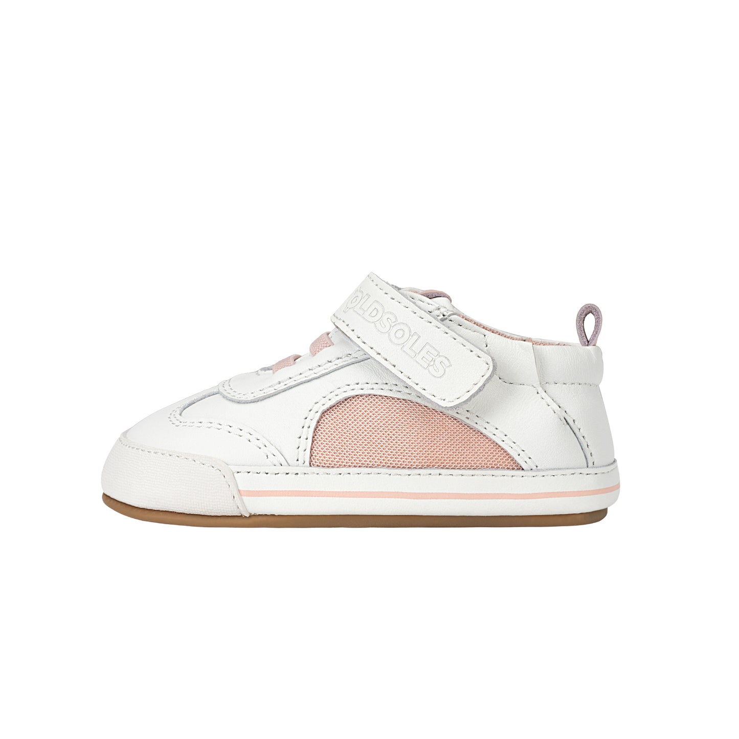 Old Soles 0078RT Meshy baby leather shoe in Snow and Powder Pink with mesh detail