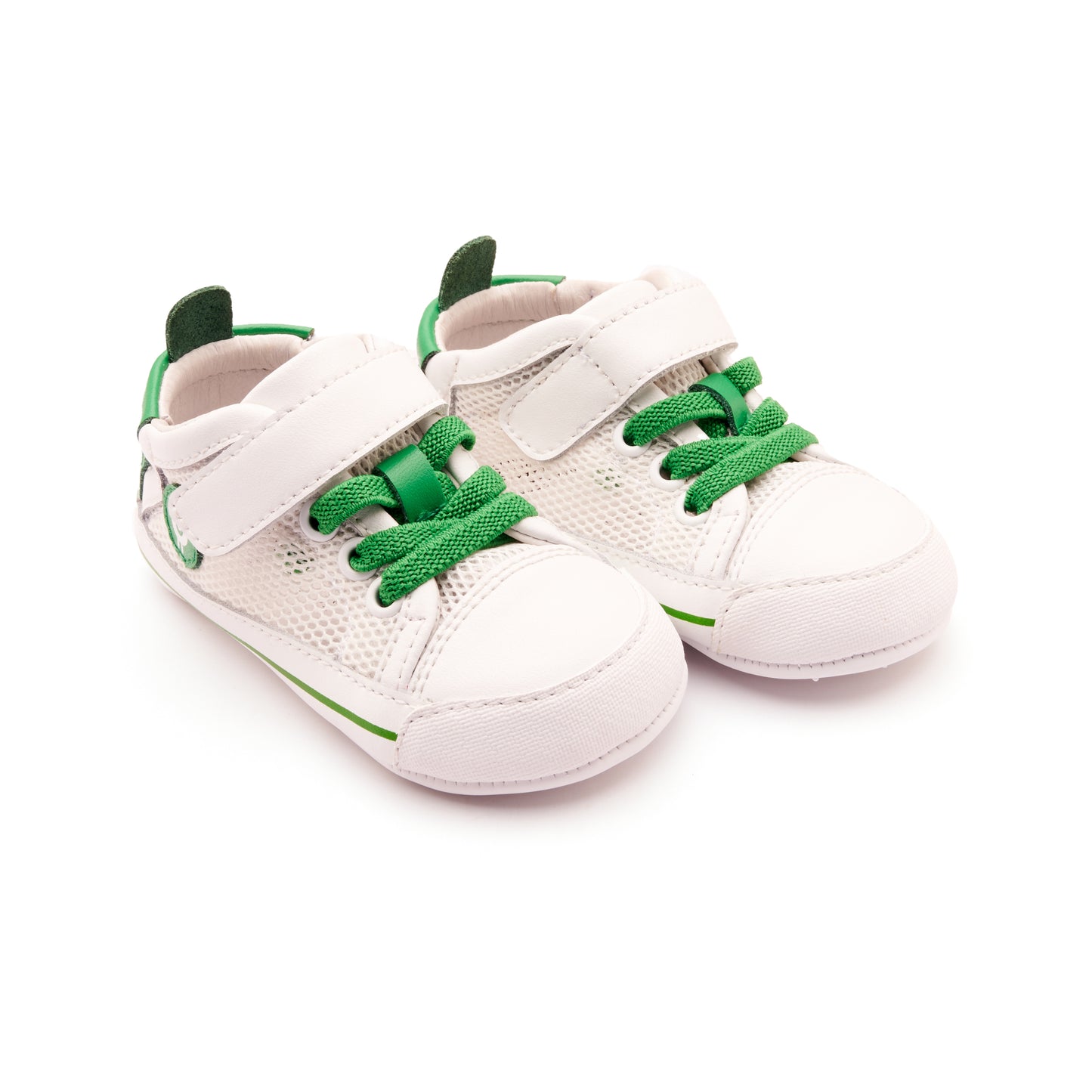 Old Soles 0083RT Baby Mesh baby leather shoe in Snow, Neon Green, and Snow Sole with mesh detail