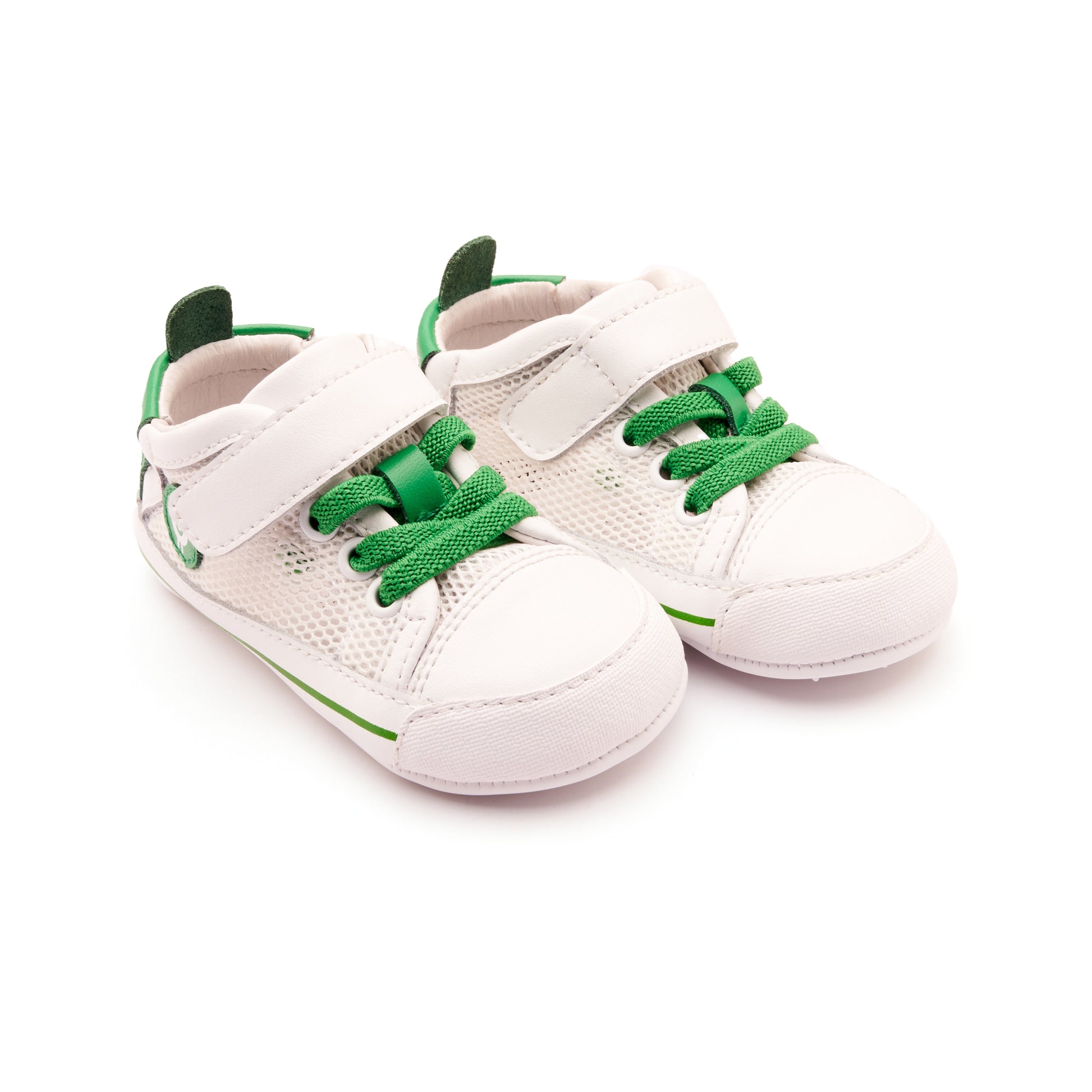 Old Soles 0083RT Baby Mesh baby leather shoe in Snow, Neon Green, and Snow Sole with mesh detail