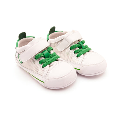 Old Soles 0083RT Baby Mesh baby leather shoe in Snow, Neon Green, and Snow Sole with mesh detail