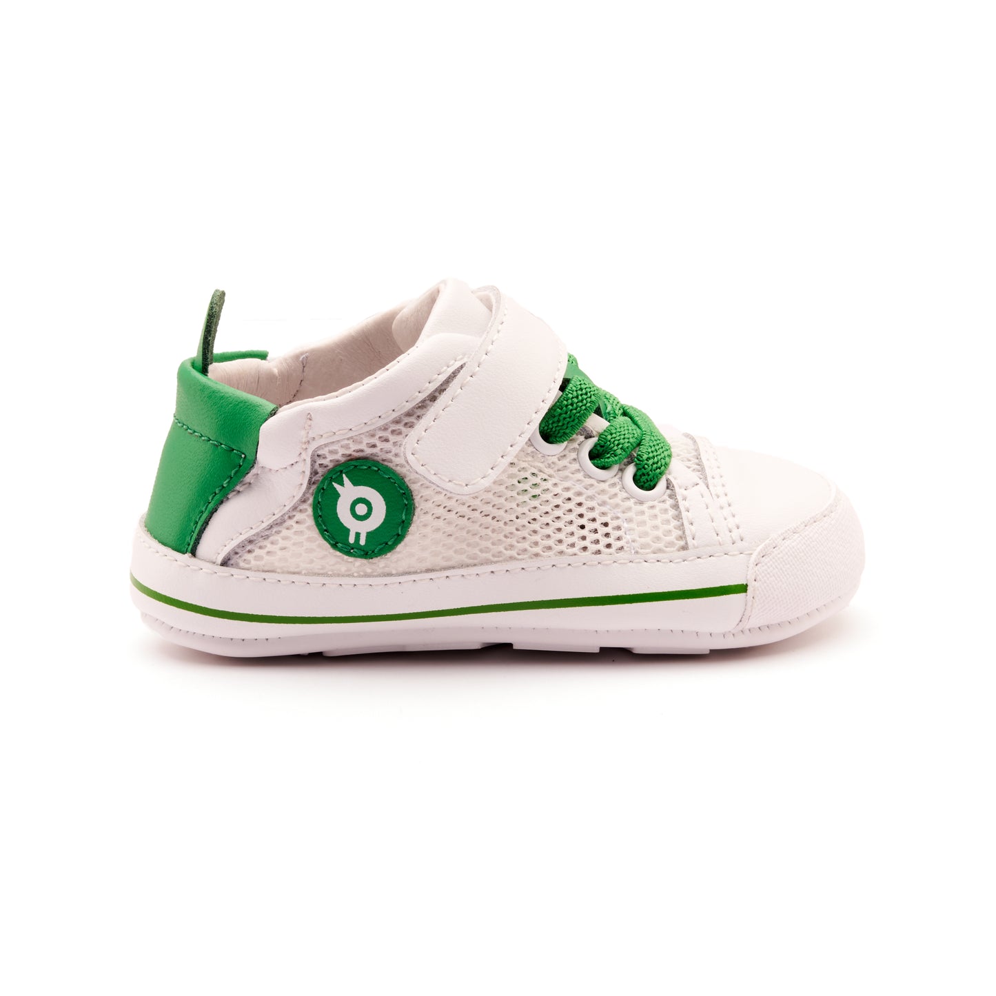 Old Soles 0083RT Baby Mesh baby leather shoe in Snow, Neon Green, and Snow Sole with mesh detail