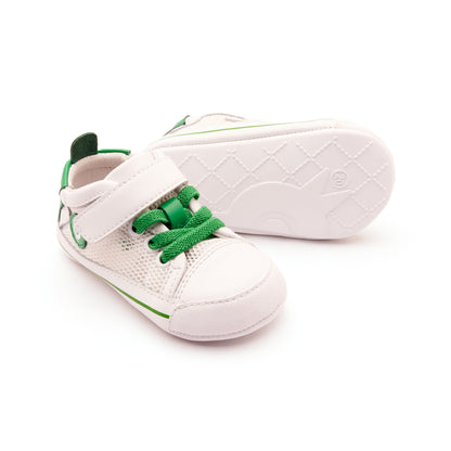 Old Soles 0083RT Baby Mesh baby leather shoe in Snow, Neon Green, and Snow Sole with mesh detail