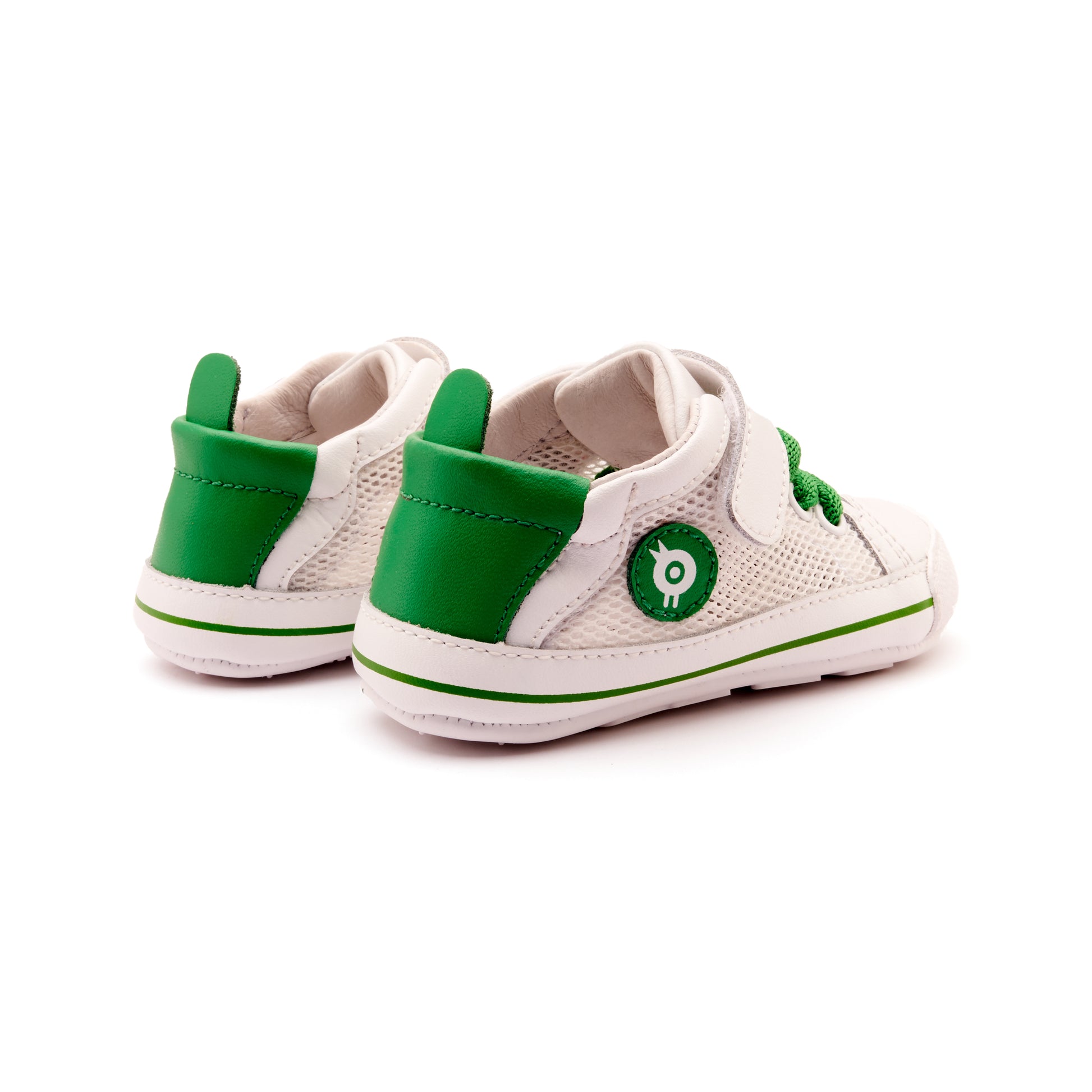 Old Soles 0083RT Baby Mesh baby leather shoe in Snow, Neon Green, and Snow Sole with mesh detail