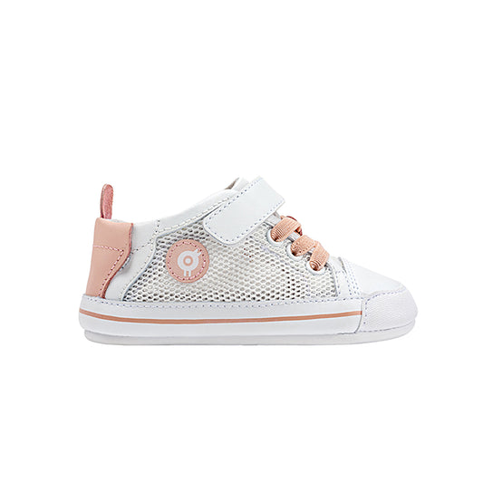 Old Soles 0083RT Baby Mesh baby leather shoe in Snow and Powder Pink with mesh detail
