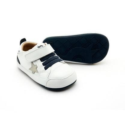 Old Soles 0085RT Platinum Bub baby leather shoe in Snow Navy Gris and Navy Sole