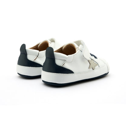 Old Soles 0085RT Platinum Bub baby leather shoe in Snow Navy Gris and Navy Sole