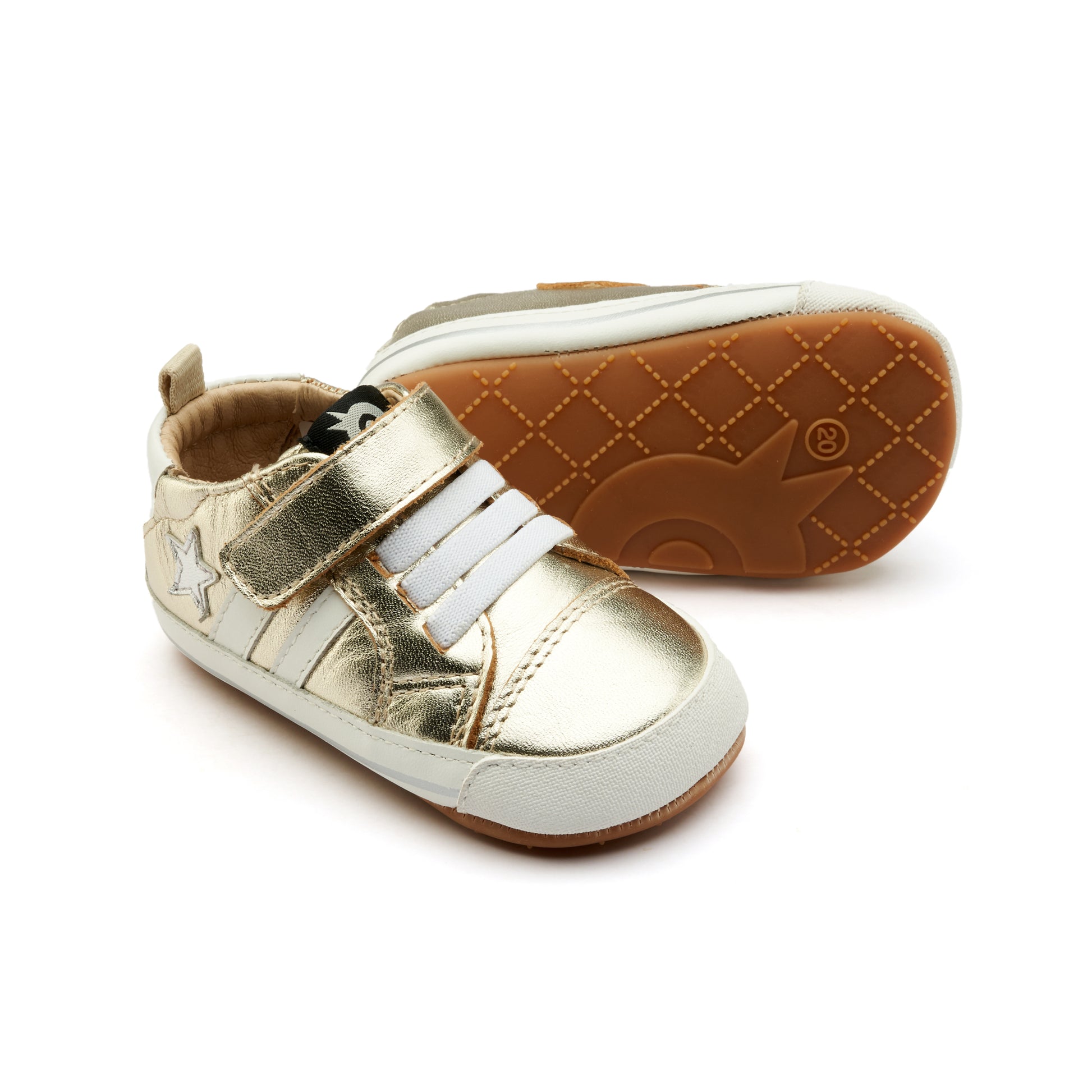 Old Soles 0098RT Wos Baby baby leather shoe in Silver with sporty detail