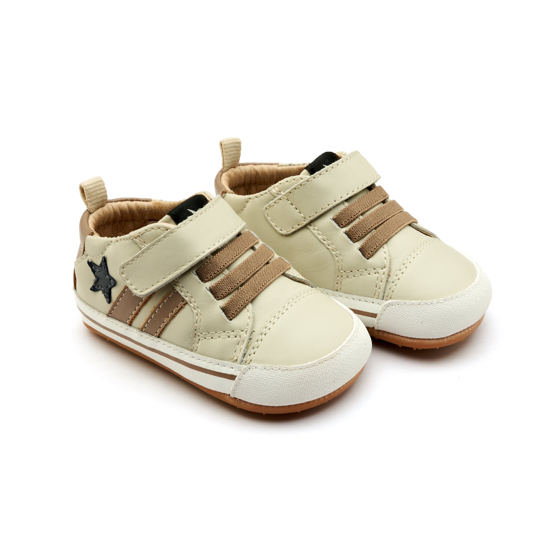 Old Soles 0098RT Wos Baby baby leather shoe in Sporco, Taupe, and Navy with sporty detail