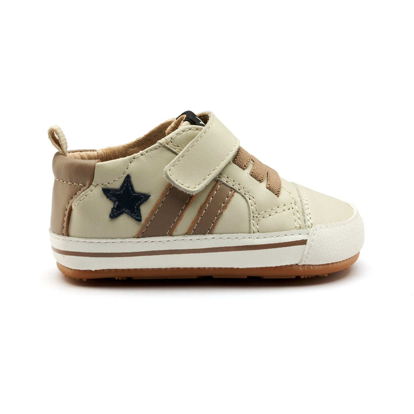 Old Soles 0098RT Wos Baby baby leather shoe in Sporco and Taupe with sporty detail