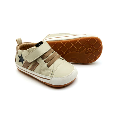 Old Soles 0098RT Wos Baby baby leather shoe in Sporco and Taupe with sporty detail