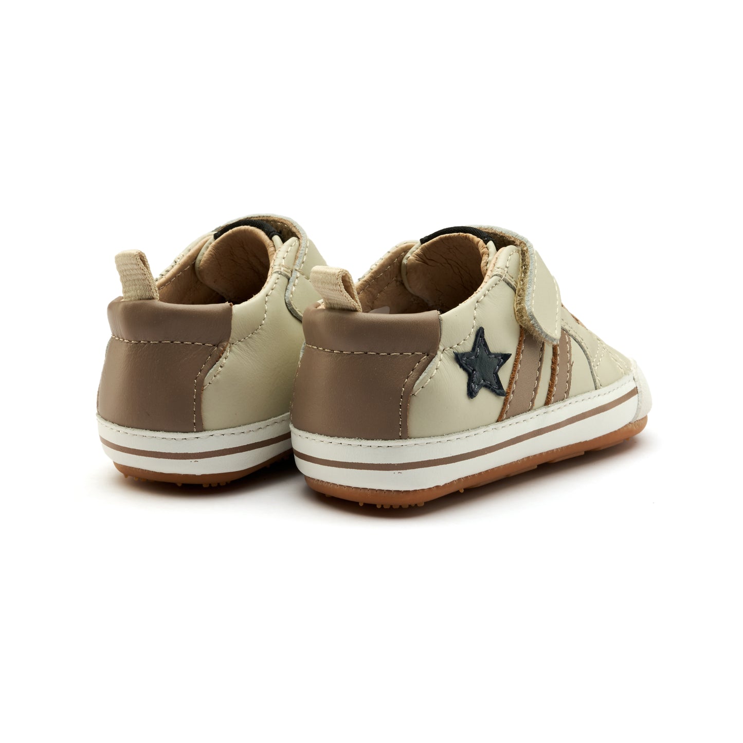 Old Soles 0098RT Wos Baby baby leather shoe in Sporco and Taupe with sporty detail