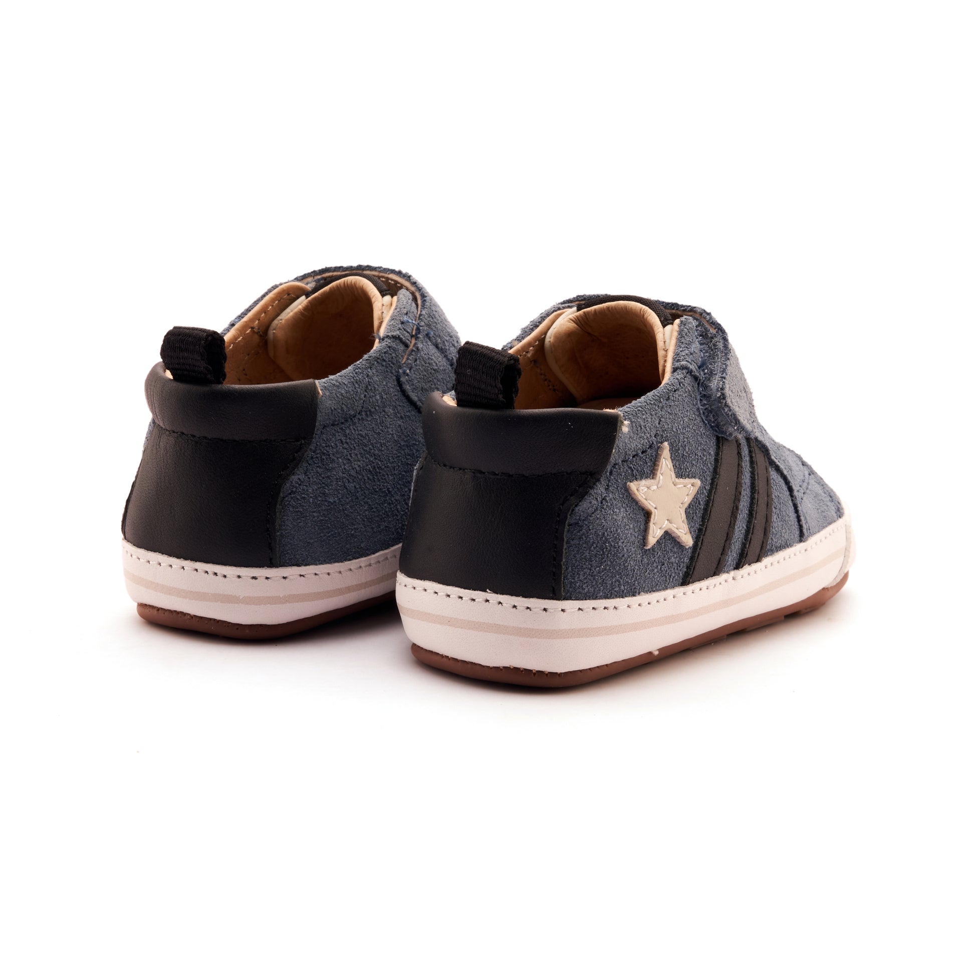 Old Soles 0098RT Wos Baby baby leather shoe in Denim Suede with sporty detail