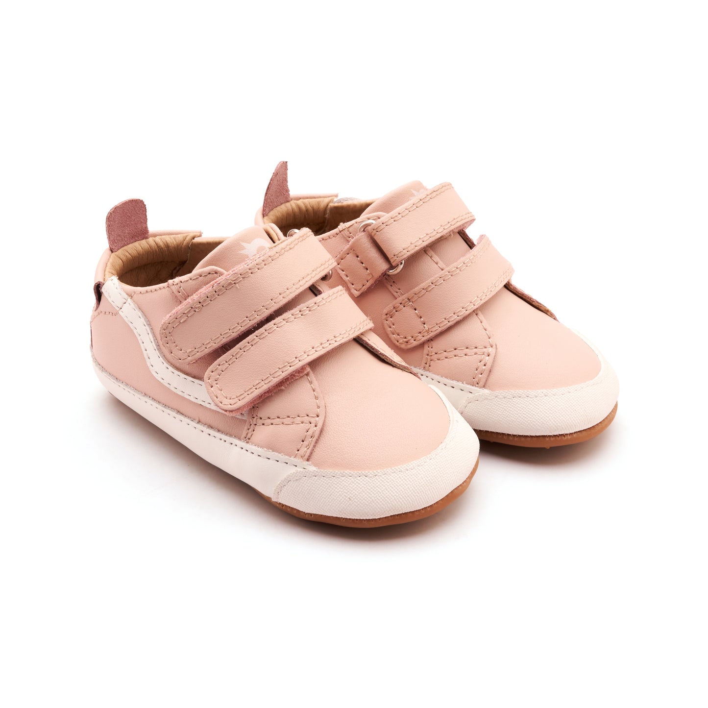 Old Soles 0099RT Squiggle Bub baby leather shoe in Powder Pink and Snow with classic detail