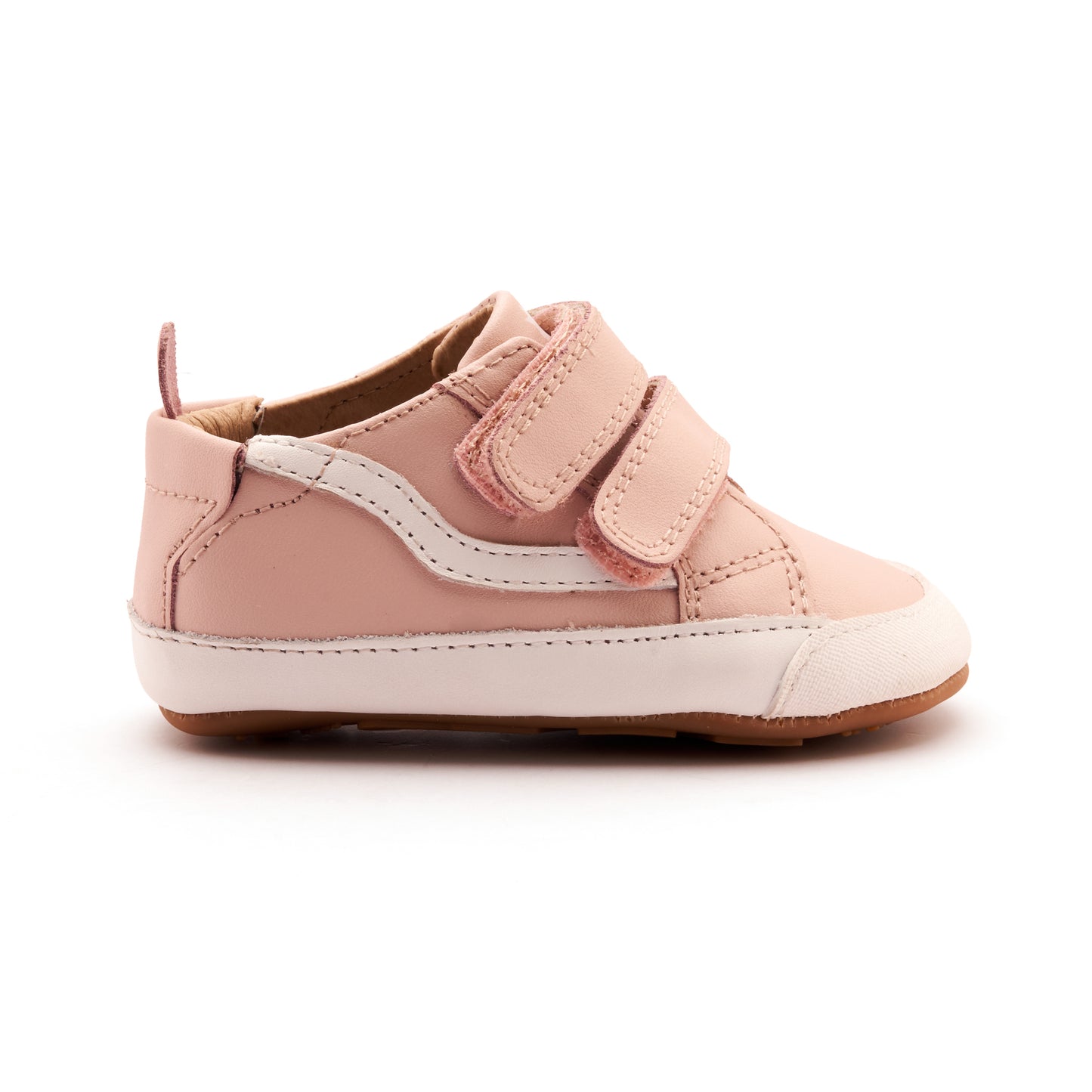 Old Soles 0099RT Squiggle Bub baby leather shoe in Powder Pink and Snow with classic detail