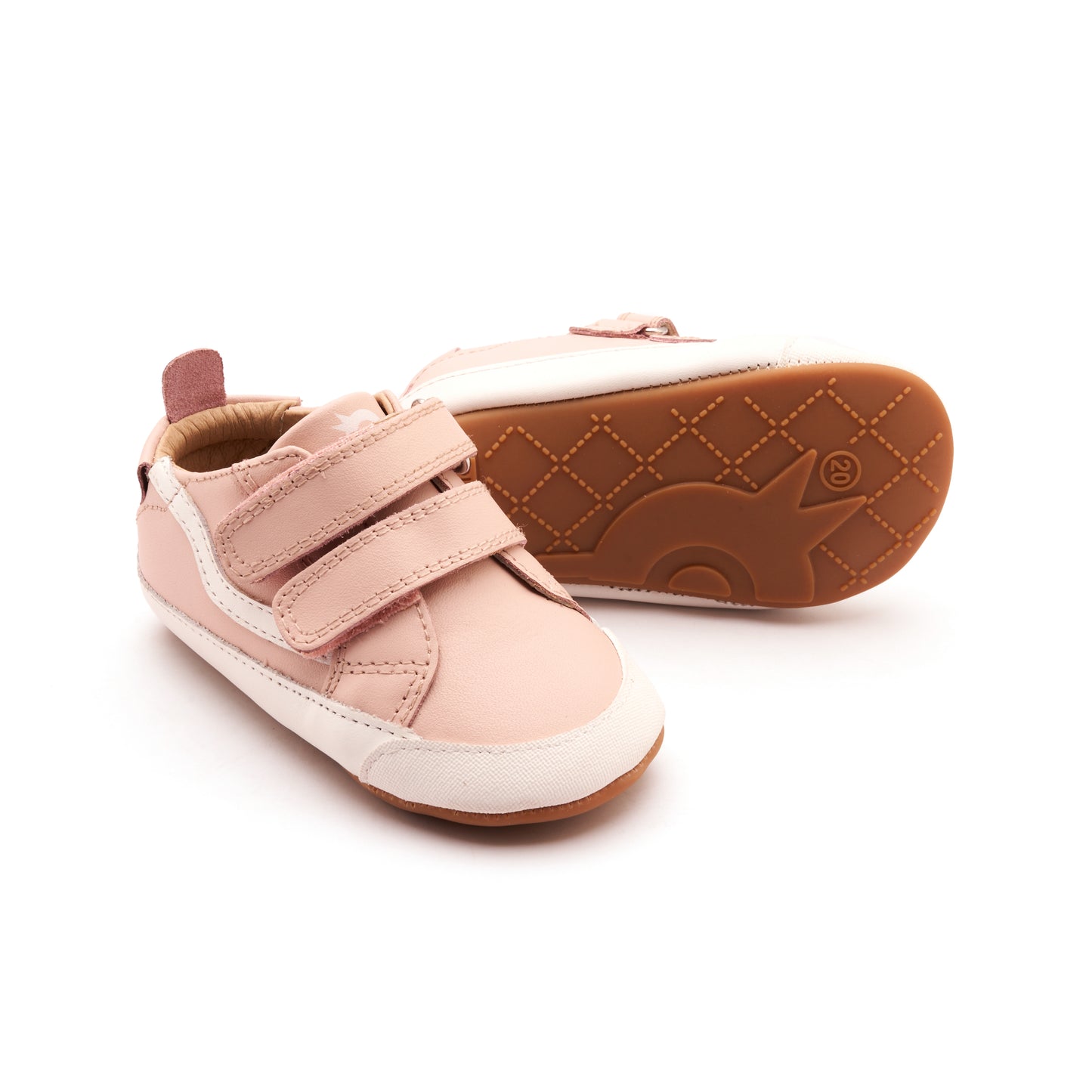 Old Soles 0099RT Squiggle Bub baby leather shoe in Powder Pink and Snow with classic detail