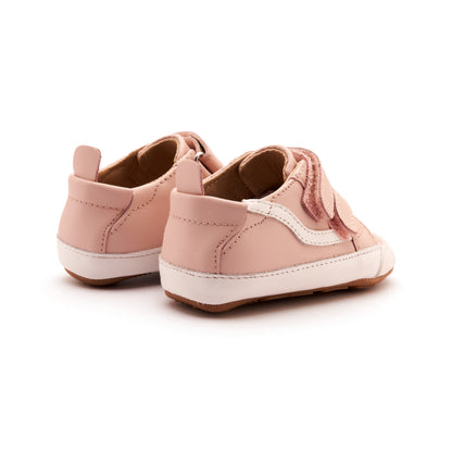 Old Soles 0099RT Squiggle Bub baby leather shoe in Powder Pink and Snow with classic detail