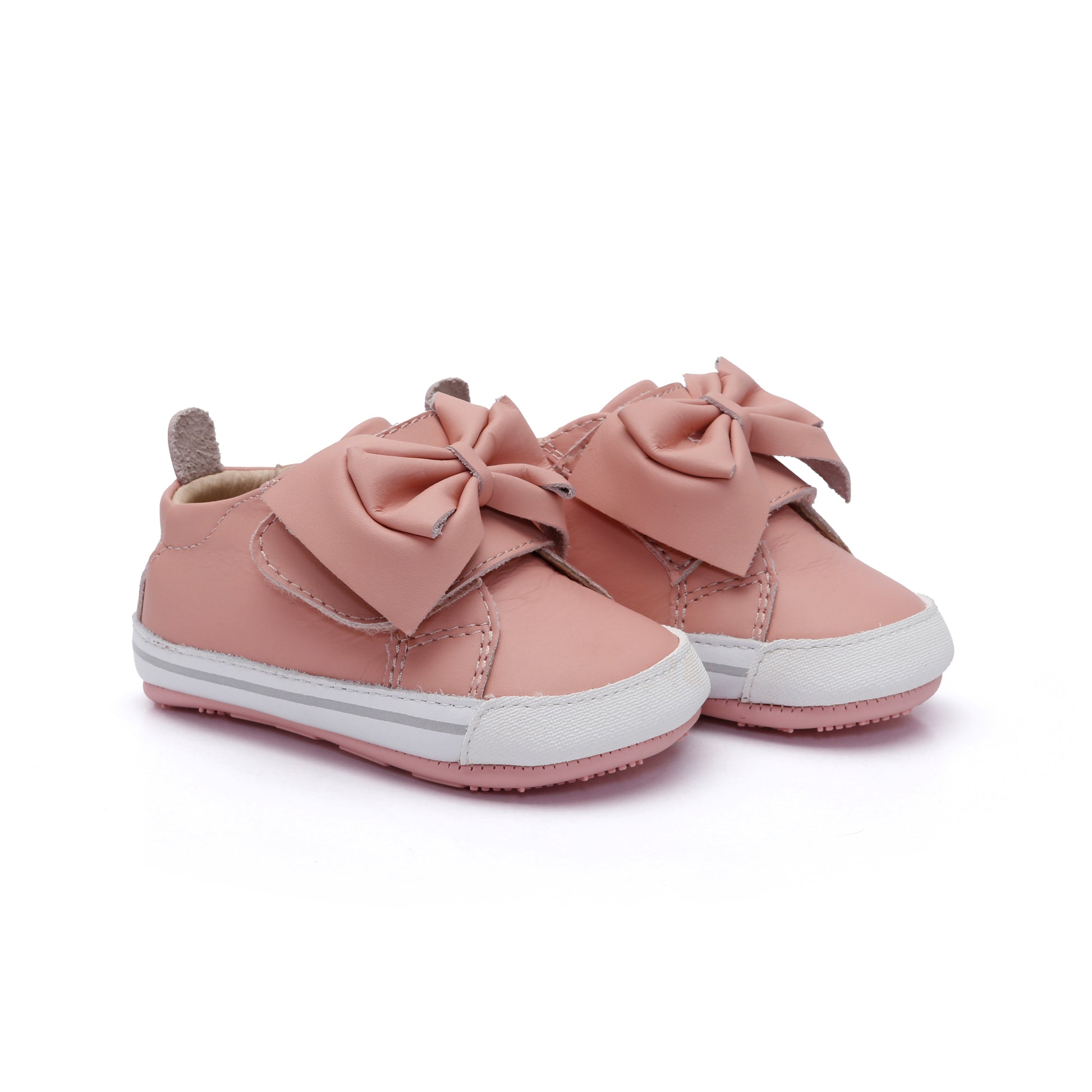 Old Soles 0109RT Bowz Baby baby leather shoe in Cipria with bow detail