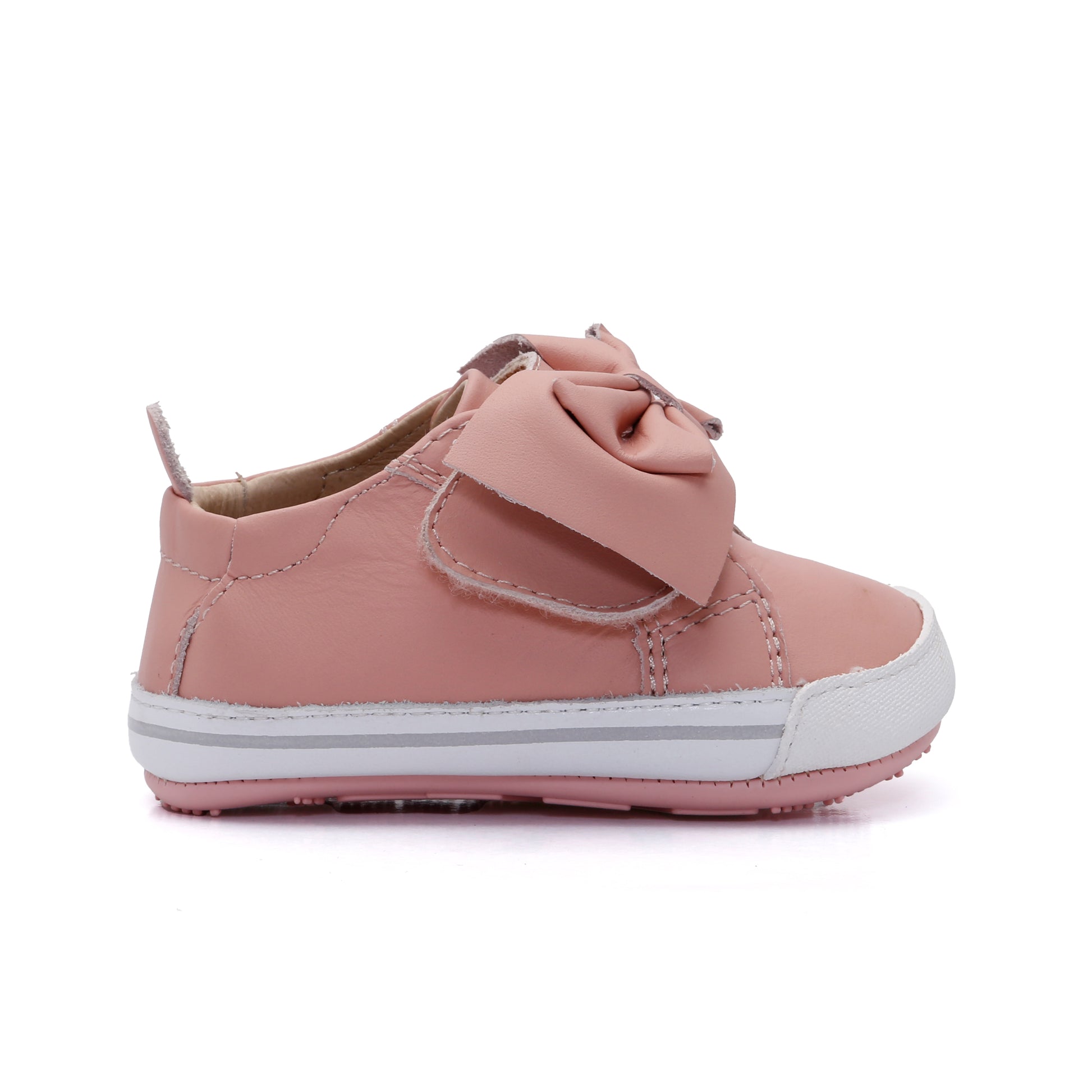 Old Soles 0109RT Bowz Baby baby leather shoe in Cipria with bow detail