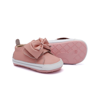 Old Soles 0109RT Bowz Baby baby leather shoe in Cipria with bow detail