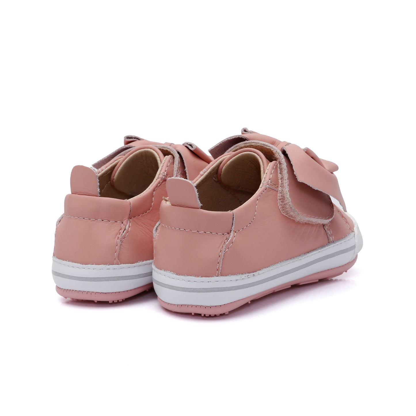 Old Soles 0109RT Bowz Baby baby leather shoe in Cipria with bow detail