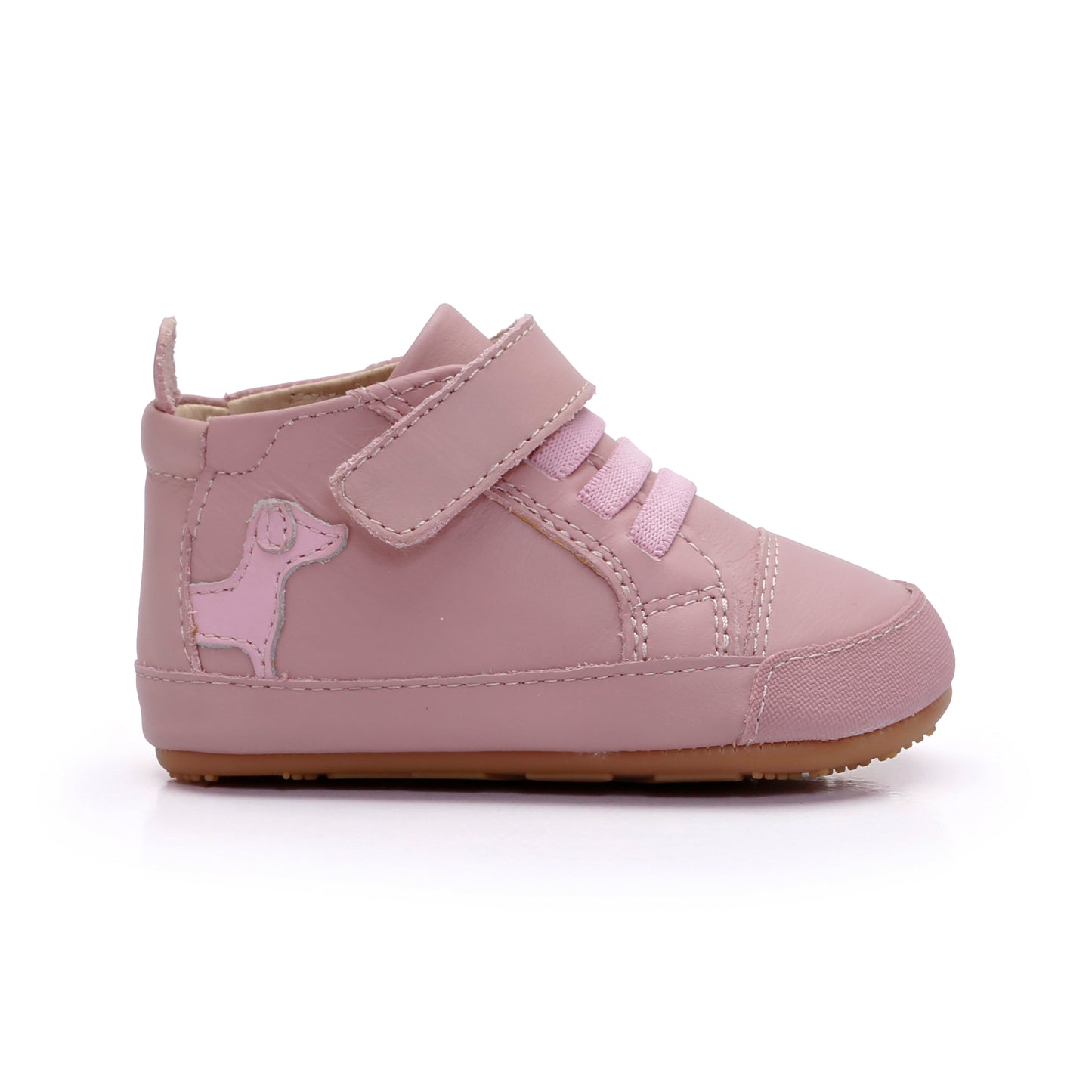 Old Soles 0112RT Dash Baby baby leather shoe in Kiss and Chalk Pink with classic detail