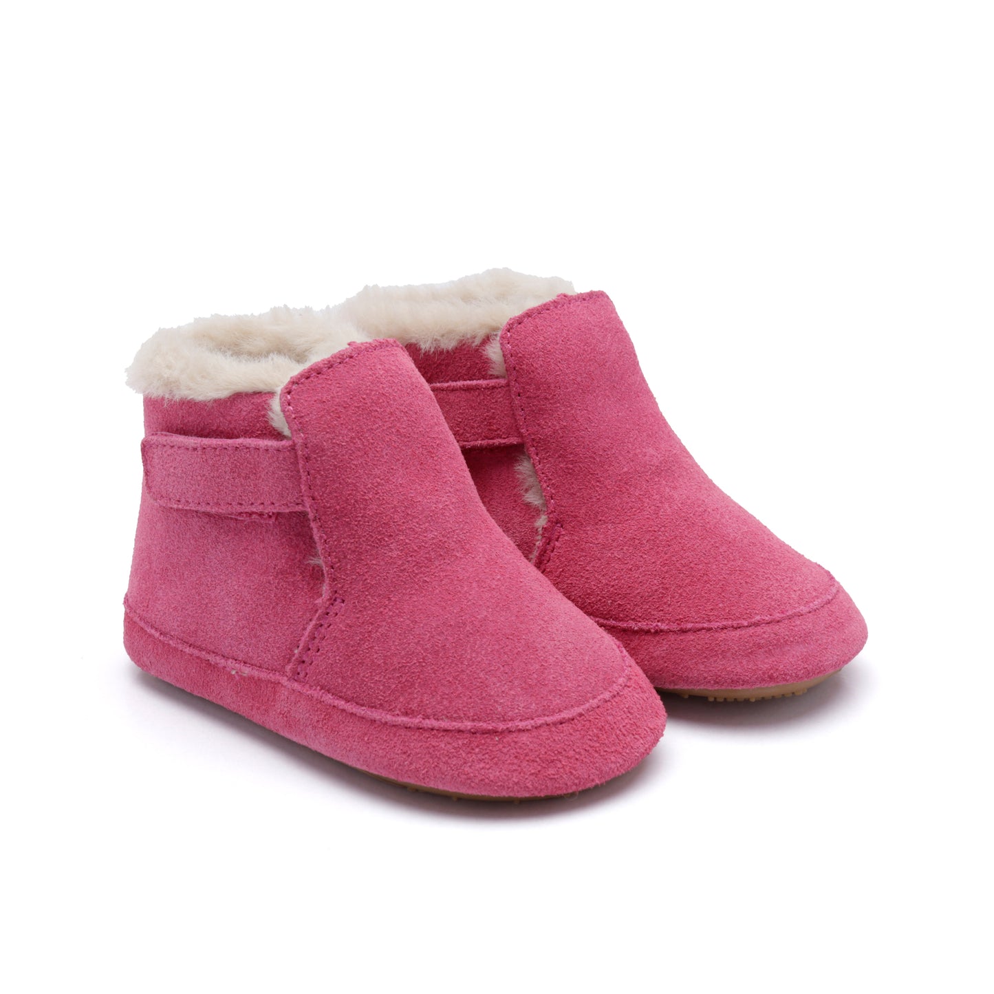 Old Soles 0117R Apres Bub baby leather shoe in Dark Pink Suede with classic detail