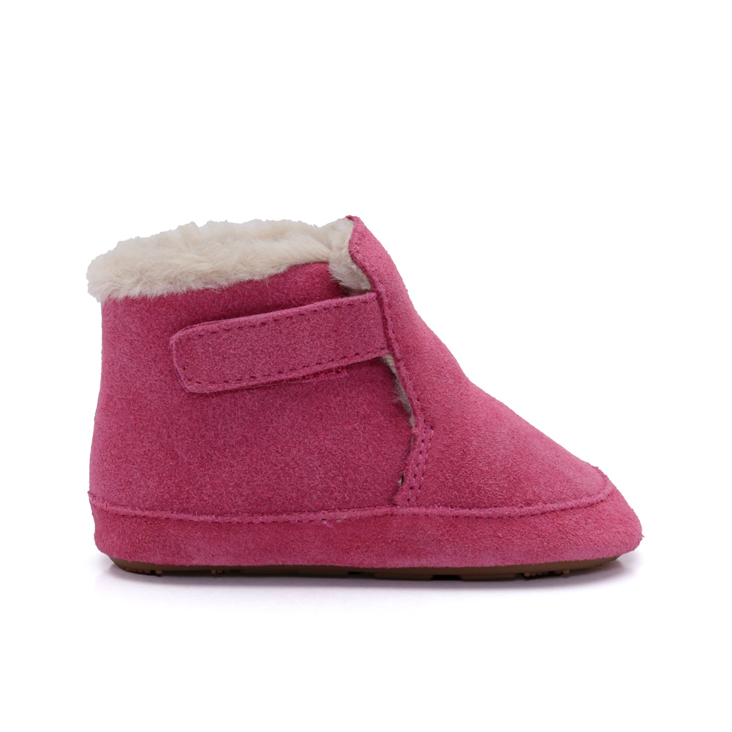 Old Soles 0117R Apres Bub baby leather shoe in Dark Pink Suede with classic detail