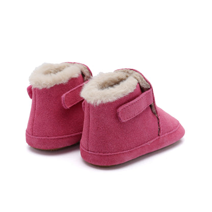 Old Soles 0117R Apres Bub baby leather shoe in Dark Pink Suede with classic detail