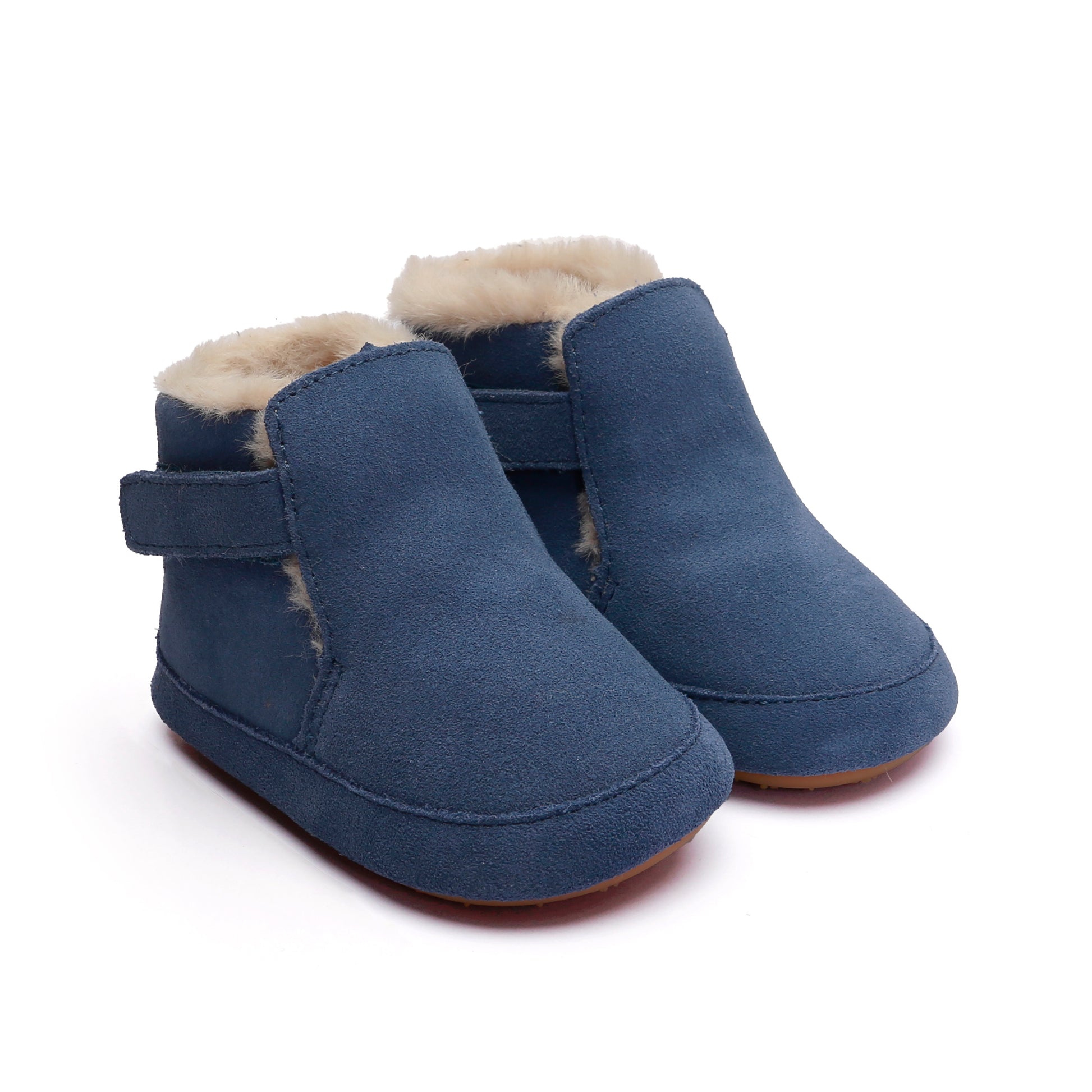 Old Soles 0117R Apres Bub baby leather shoe in Indigo Suede with classic detail
