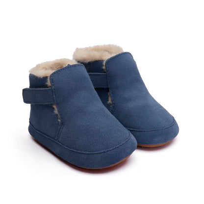 Old Soles 0117R Apres Bub baby leather shoe in Indigo Suede with classic detail