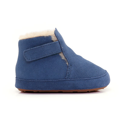 Old Soles 0117R Apres Bub baby leather shoe in Indigo Suede with classic detail