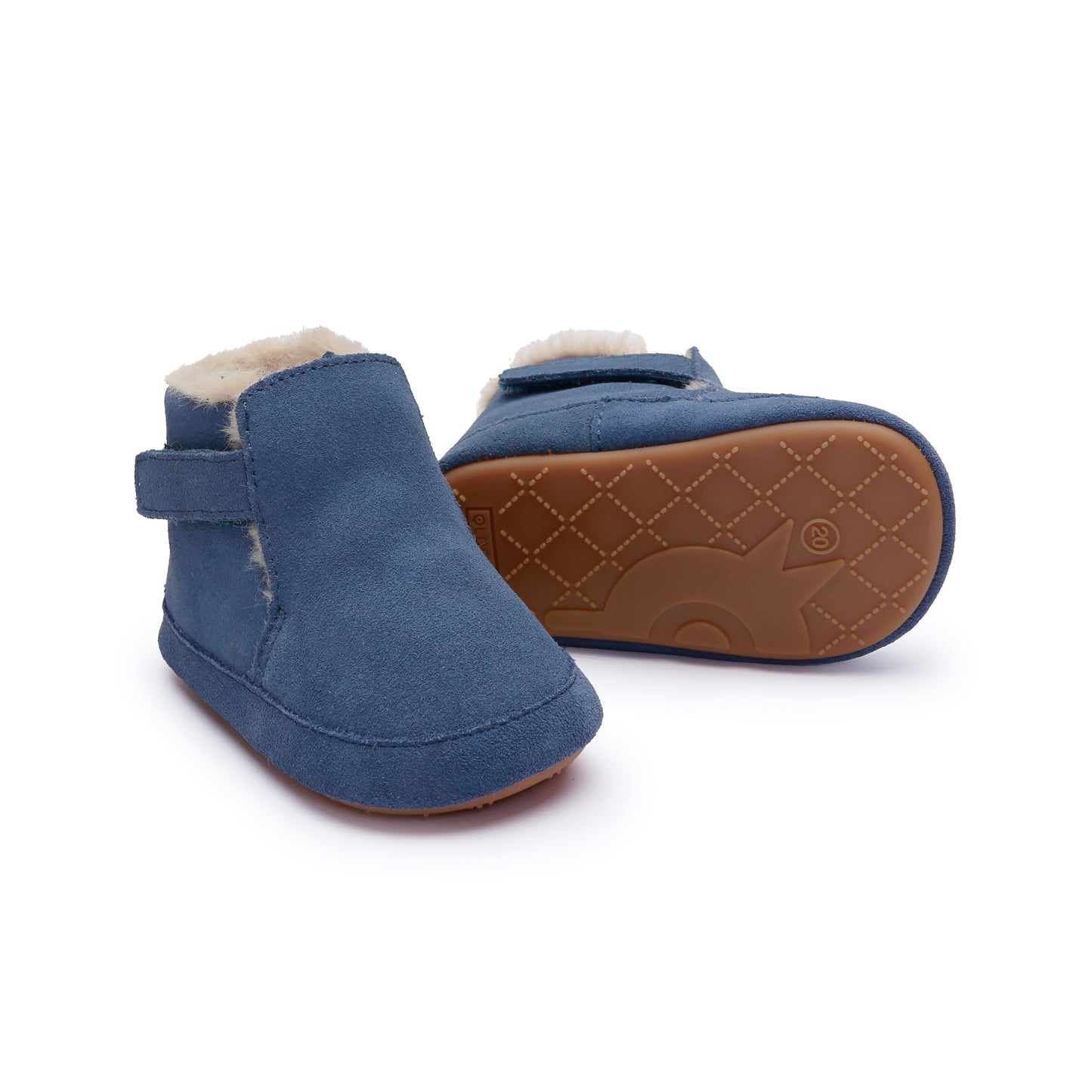Old Soles 0117R Apres Bub baby leather shoe in Indigo Suede with classic detail