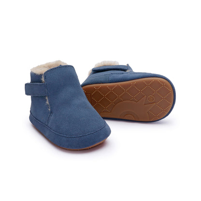 Old Soles 0117R Apres Bub baby leather shoe in Indigo Suede with classic detail