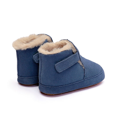 Old Soles 0117R Apres Bub baby leather shoe in Indigo Suede with classic detail