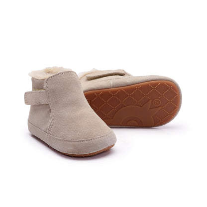 Old Soles 0117R Apres Bub baby leather shoe in Sand Suede with classic detail