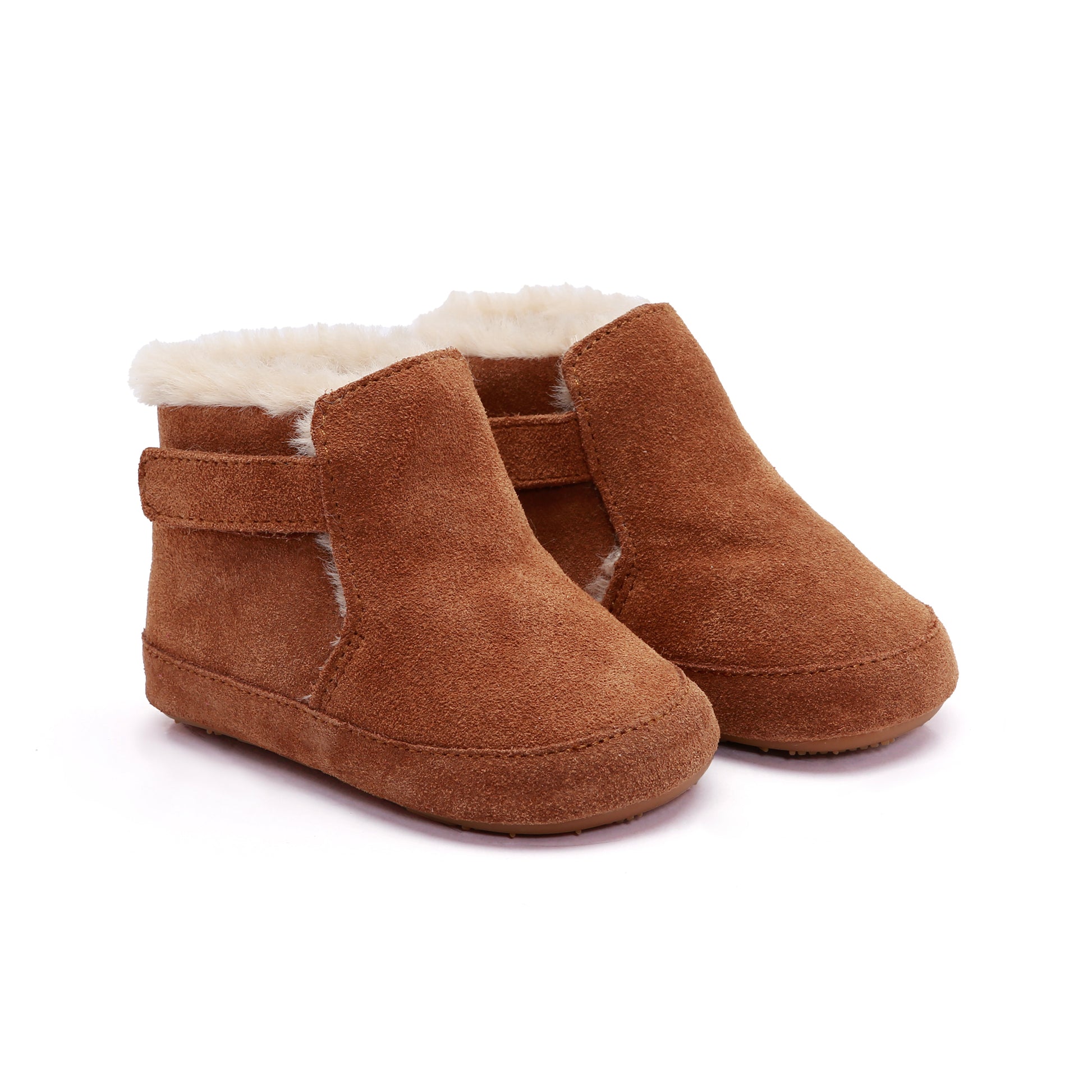 Old Soles 0117R Apres Bub baby leather shoe in Tan Suede with classic detail