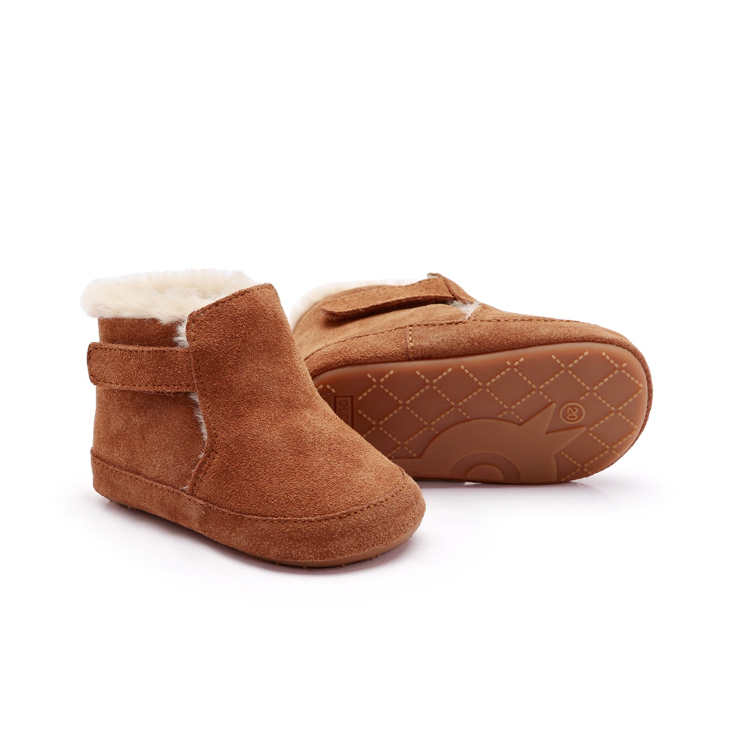 Old Soles 0117R Apres Bub baby leather shoe in Tan Suede with classic detail