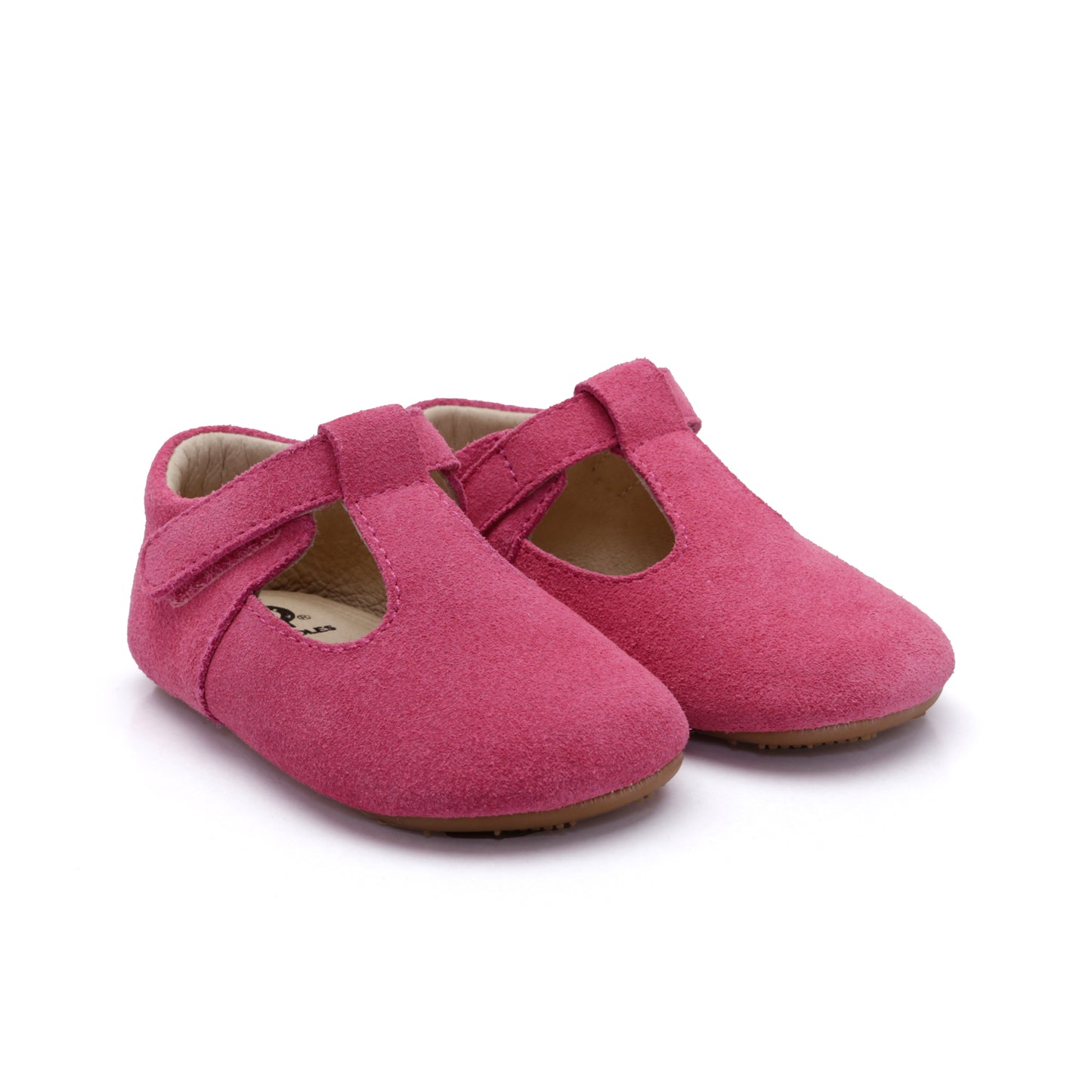 Old Soles 0118R Softly Bub baby leather shoe in Dark Pink Suede with classic detail