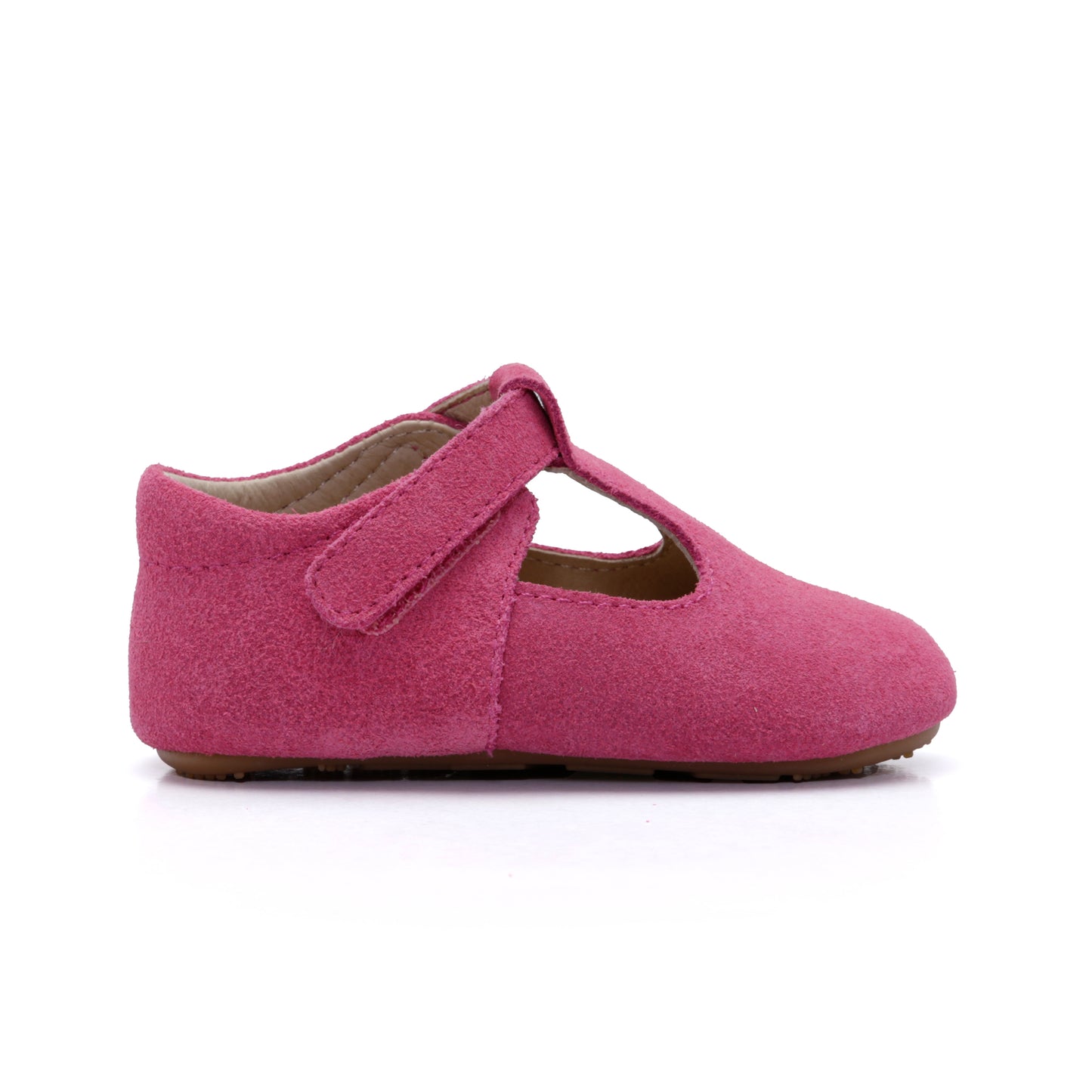 Old Soles 0118R Softly Bub baby leather shoe in Dark Pink Suede with classic detail