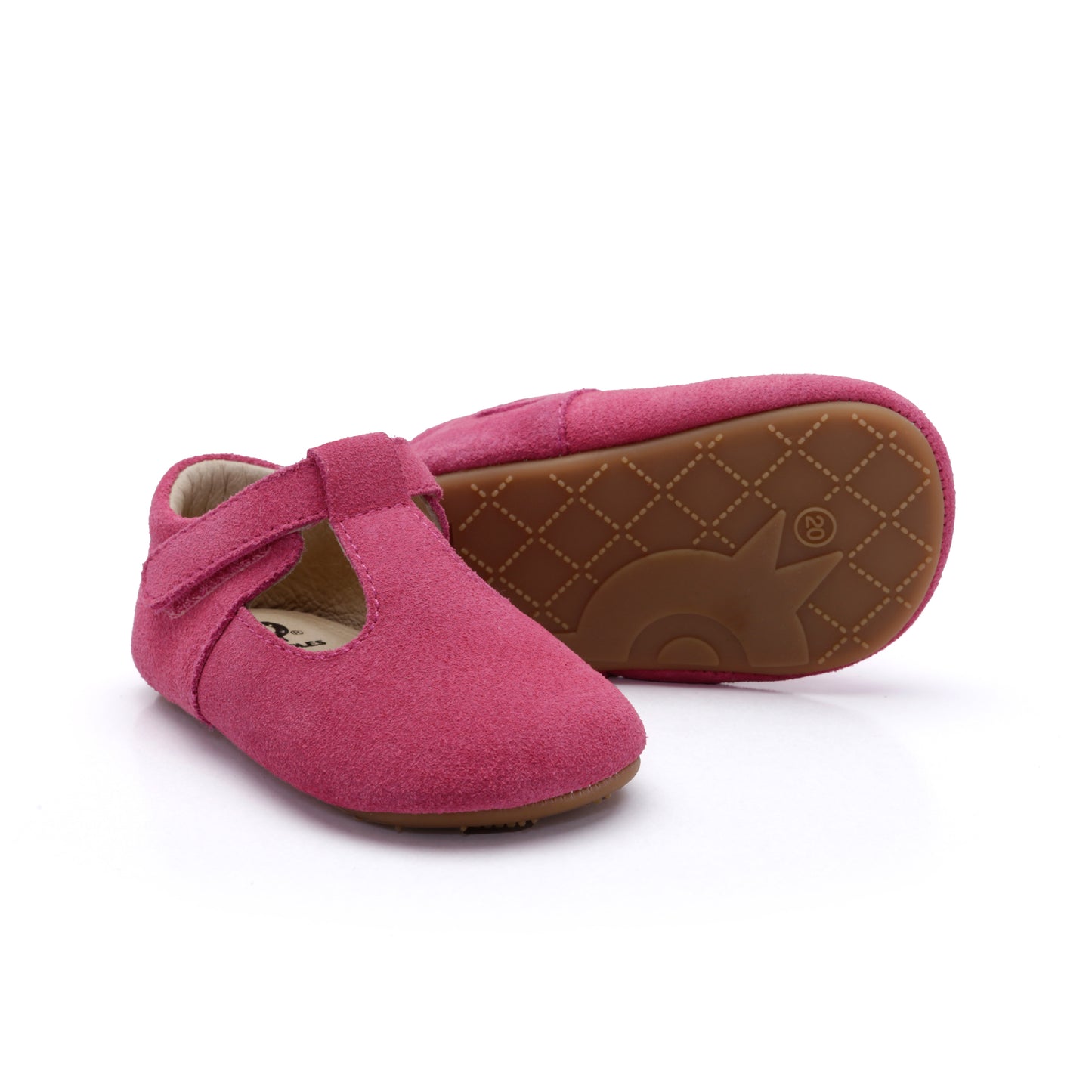 Old Soles 0118R Softly Bub baby leather shoe in Dark Pink Suede with classic detail
