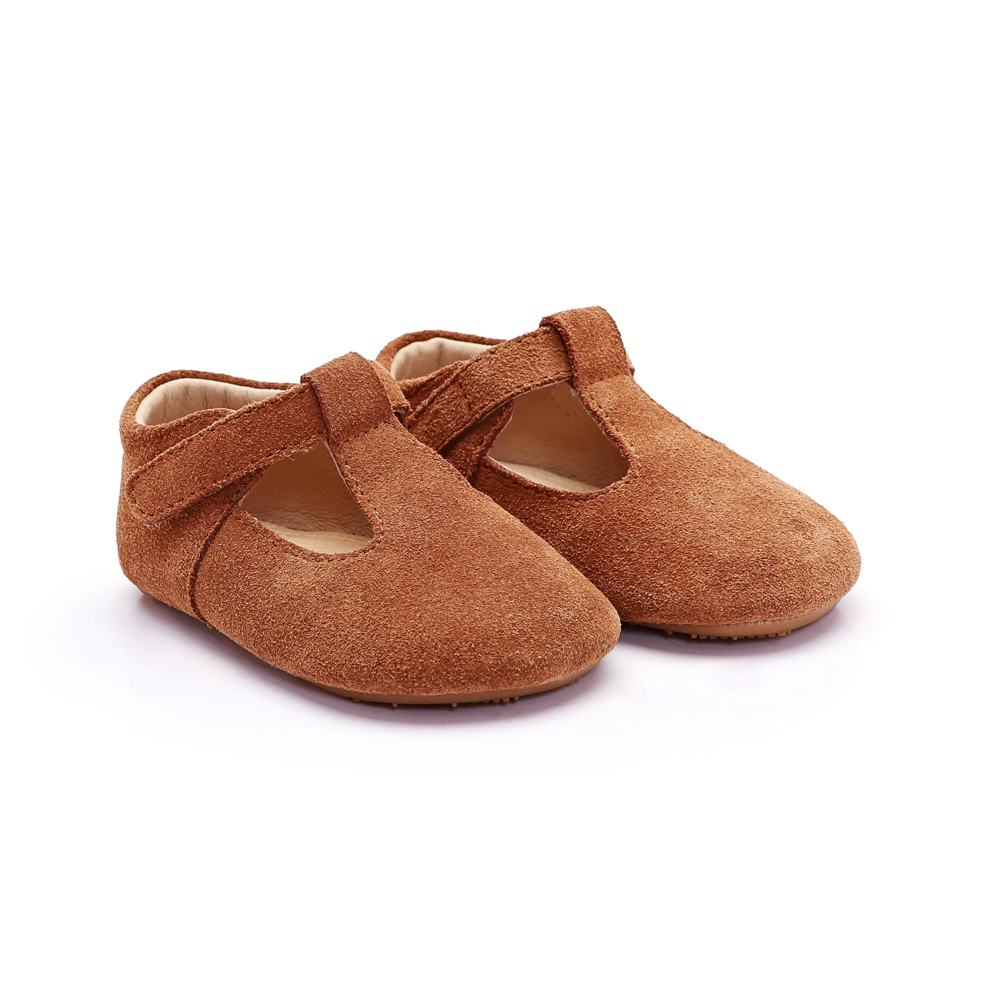 Old Soles 0118R Softly Bub baby leather shoe in Tan Suede with classic detail