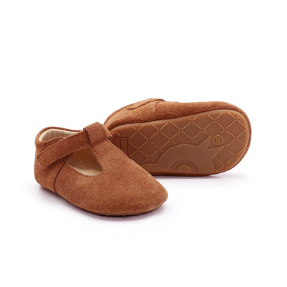 Old Soles 0118R Softly Bub baby leather shoe in Tan Suede with classic detail