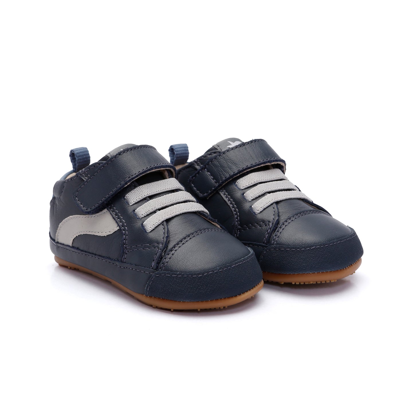 Old Soles 0119RT First Wave baby leather shoe in Navy with sporty detail
