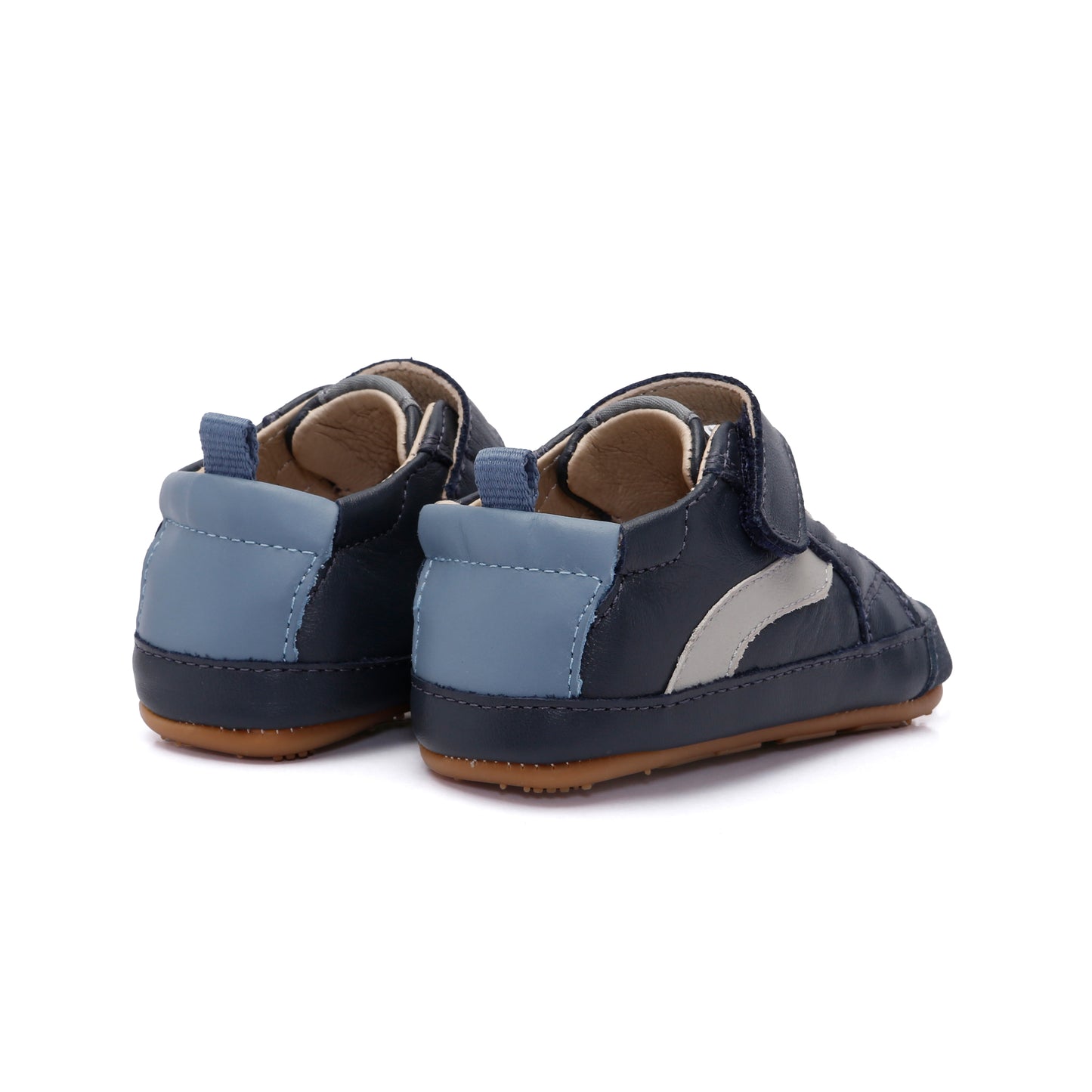 Old Soles 0119RT First Wave baby leather shoe in Navy with sporty detail