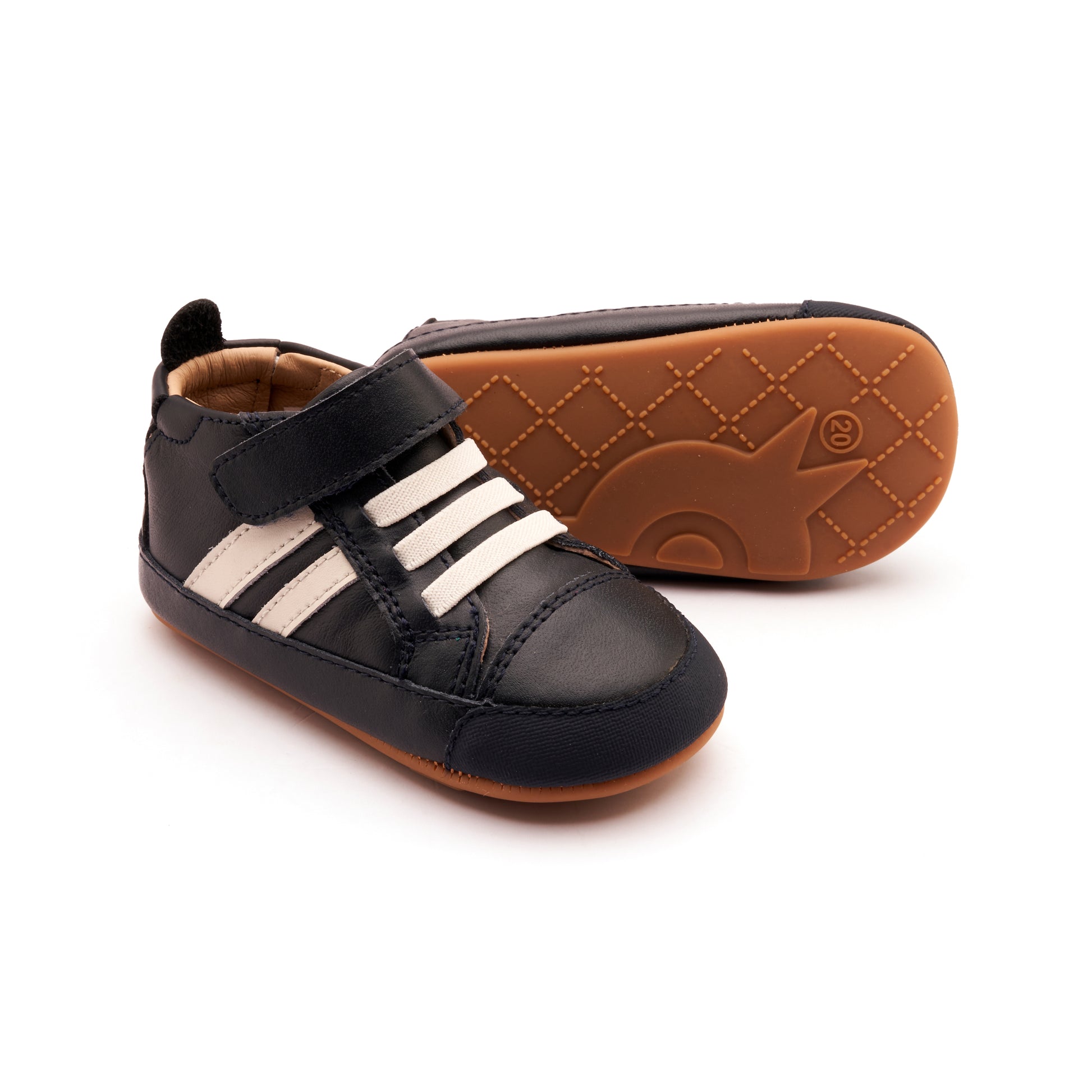 Old Soles 066RT High Roller baby leather shoe in Marino and Sporco with classic detail