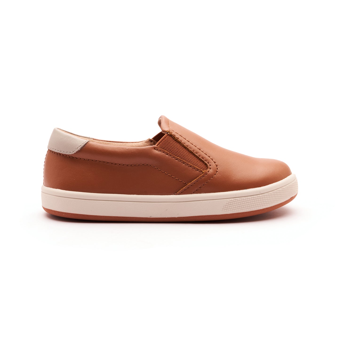 Old Soles 1005 Hoff 23 kids leather shoe in Tan, Gris, and Sporco Gum Sole with retro detail