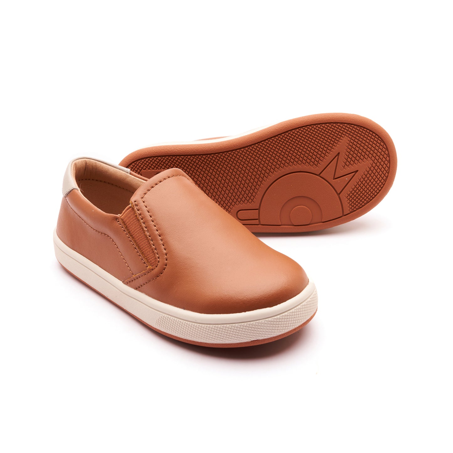 Old Soles 1005 Hoff 23 kids leather shoe in Tan, Gris, and Sporco Gum Sole with retro detail