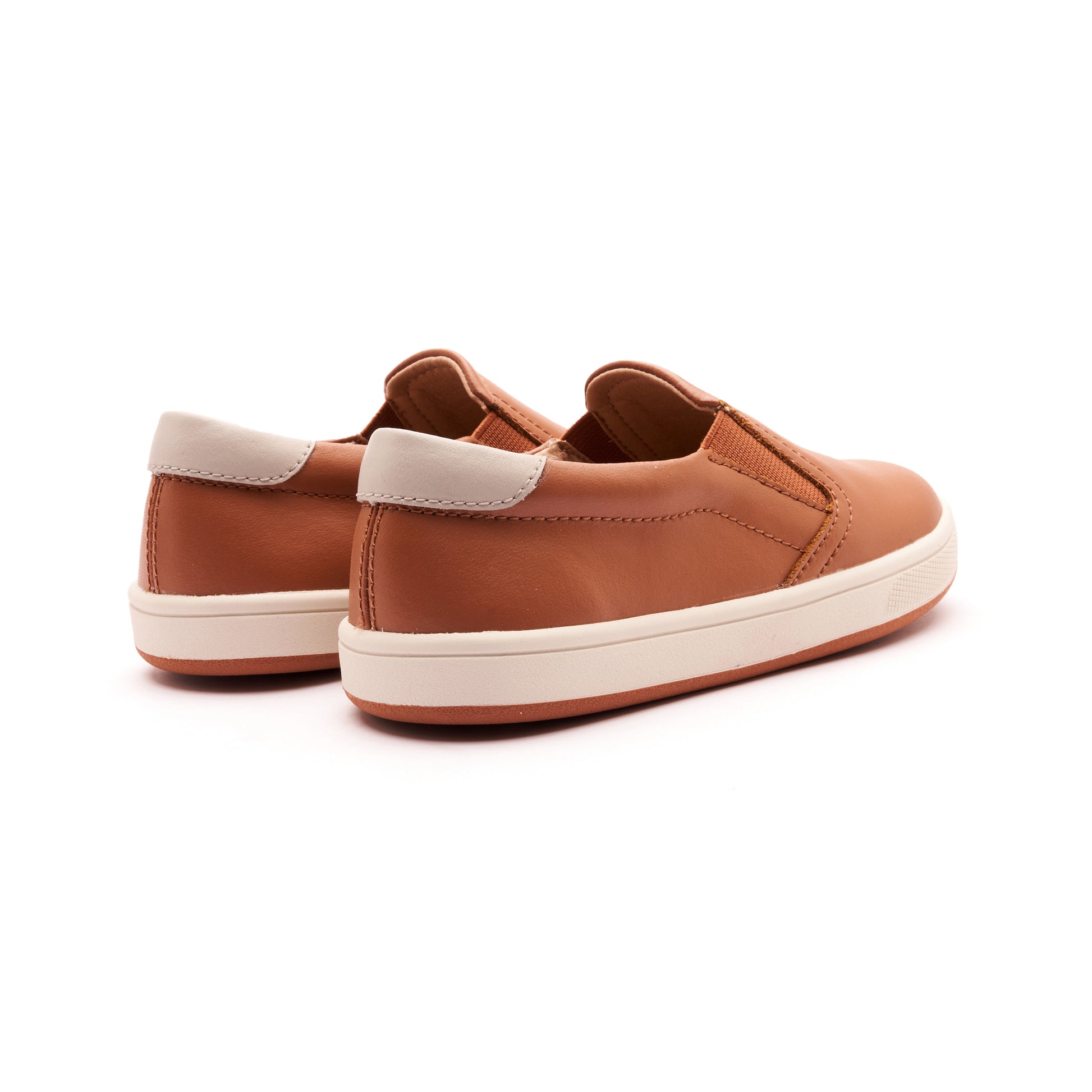 Old Soles 1005 Hoff 23 kids leather shoe in Tan, Gris, and Sporco Gum Sole with retro detail