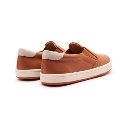Old Soles 1005 Hoff 23 kids leather shoe in Tan, Gris, and Sporco Gum Sole with retro detail