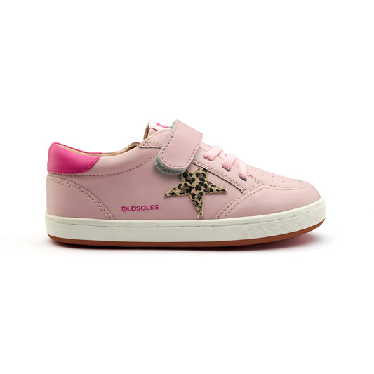 Old Soles 1006S Platinum Runner kids leather sneaker in Chalk Pink, Kat, and Candy with star detail